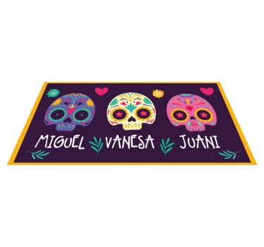 Custom colorful skulls entrance hall vinyl rug - TenStickers