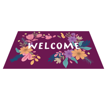 welcome background with flowers entrance hall rug - TenStickers