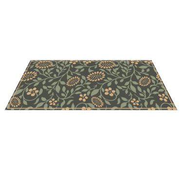 Sunflower green pattern vinyl rug flowers - TenStickers