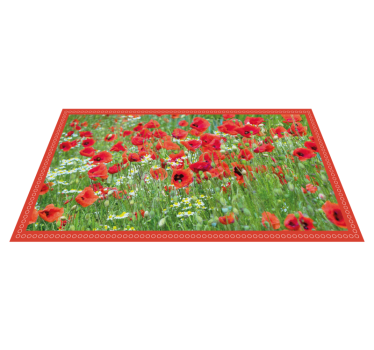 Realistic poppy field vinyl rug flowers - TenStickers