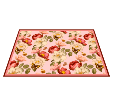 Pink and green flowers pattern nature carpet - TenStickers