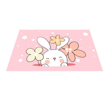 Rabbit on dotted background  animal mat - TenStickers