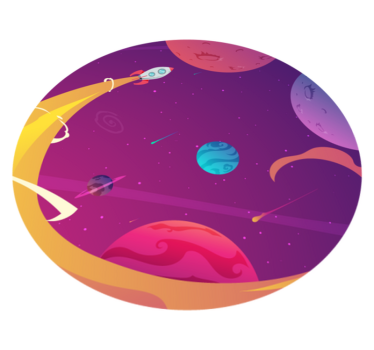 Cosmic rocket journey star vinyl rug - TenStickers