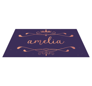 Golden Princess crown with name kids vinyl carpet - TenStickers