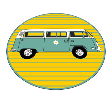 VINTAGE VAN WITH DAISY star vinyl rug - TenStickers