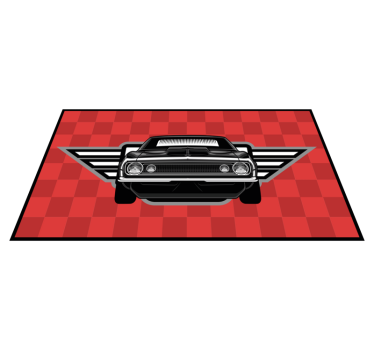 Checkered Muscle Car vinyl rug - TenStickers
