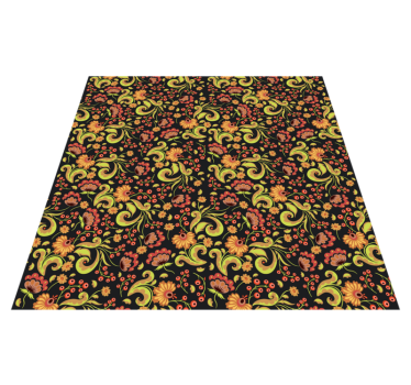 Botanical Twirl Motif vinyl rug flowers - TenStickers