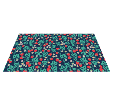 Strawberry Floral Inspiration vinyl rug flowers - TenStickers