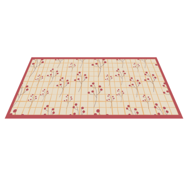 Squarred grid pattern vinyl rug flowers - TenStickers