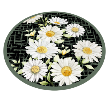 White Daisy Arrangement vinyl rug flowers - TenStickers