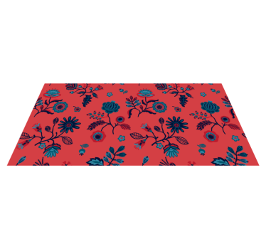 Traditional colorful polish folk art pattern flower rug - TenStickers