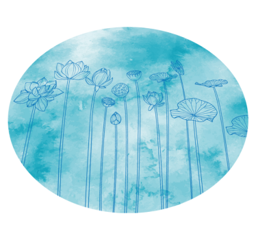 Lotus blue splash vinyl rug flowers - TenStickers