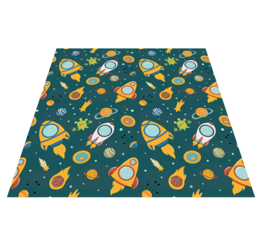 Rocket space adventure star vinyl rug - TenStickers