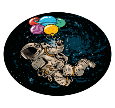 Astronaut with balloons vinyl rug - TenStickers