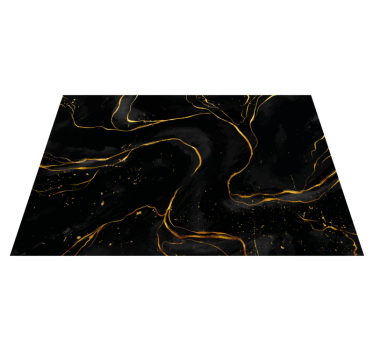 Black and golden marble rectangular jute rug - TenStickers