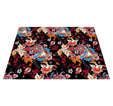 Colorful modern ethnic folk art flower rug - TenStickers