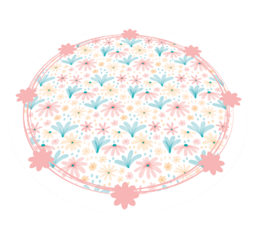 Gentle Bloom Motif vinyl rug flowers - TenStickers