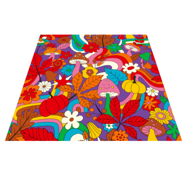 Flower power retro pattern flower rug - TenStickers