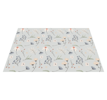 Floral Leaf Illustration vinyl rug flowers - TenStickers
