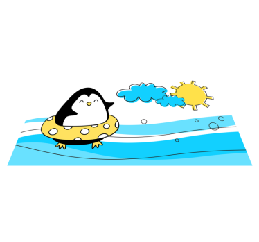 Playful Penguin Illustration kids vinyl rug - TenStickers