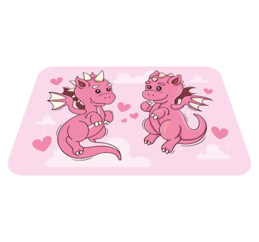 Playful Dragon Duo kids vinyl rug - TenStickers