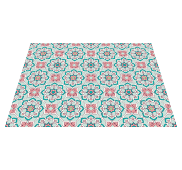 Tile Effect Pattern Overlay vinyl rug flowers - TenStickers