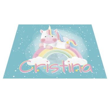 Unicorn over rainbow drawing custom floor mat - TenStickers