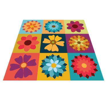 multicolor hippie flowers tile vinyl rug - TenStickers