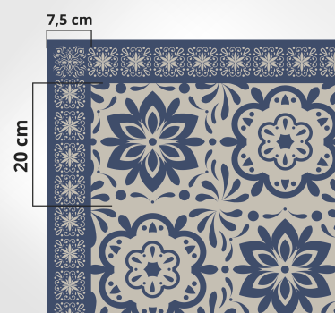 Blue hidraulic floral theme tile mat - TenStickers