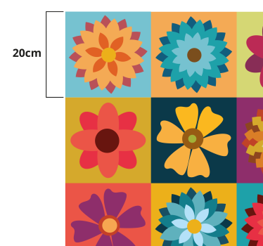 multicolor hippie flowers tile vinyl rug - TenStickers