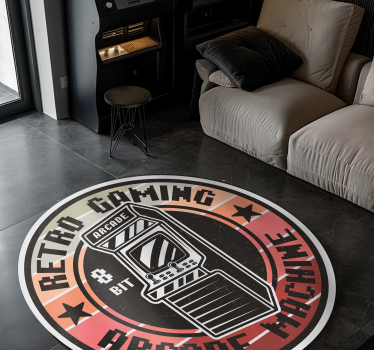 Retro Arcade Gaming Circle teenage bedroom vinyl rug - TenStickers