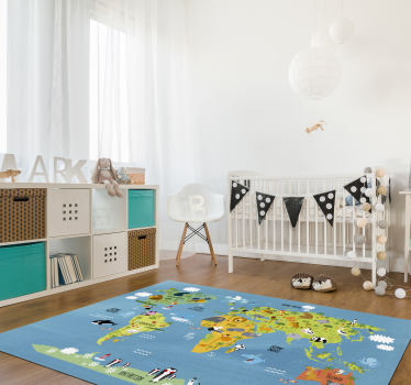 Animal world map kids vinyl carpet - TenStickers