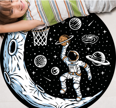 Astronaut Dunking star vinyl rug - TenStickers