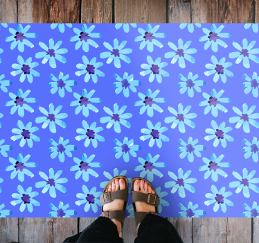 Azure Blossom Emblem vinyl rug flowers - TenStickers