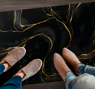 Black and golden marble rectangular jute rug - TenStickers