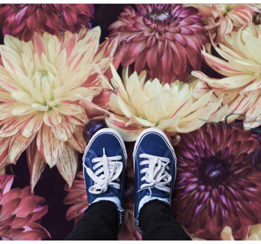 Blooming Dahlia Display vinyl rug flowers - TenStickers
