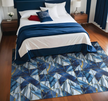 Blue and golden geometric marble effect  vinyl rug - TenStickers