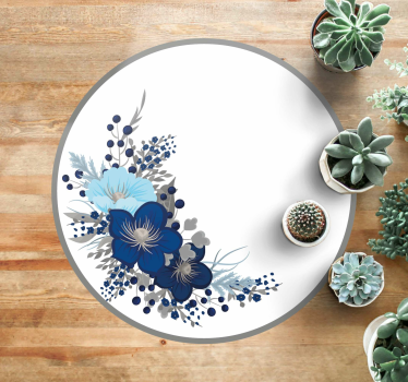 Blue flower wreath flower rug - TenStickers