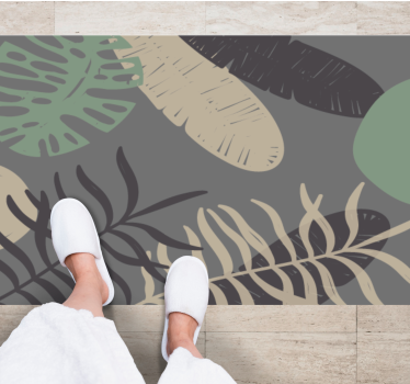 Botanical Leaf Pattern Design vinyl rug flowers - TenStickers