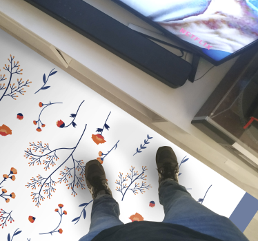 Botanical Autumn Motif vinyl rug flowers - TenStickers