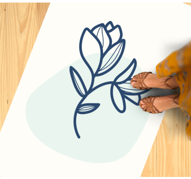 Botanical Outline Illustration vinyl rug flowers - TenStickers