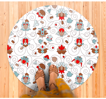 Circular Botanical Spiral Accent vinyl rug flowers - TenStickers
