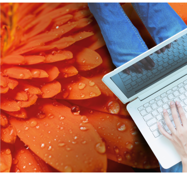 Bright orange petals vinyl rug flowers - TenStickers