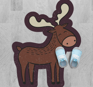 Brown moose cartoon animal mat - TenStickers