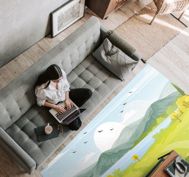 Cartoon Mountain Landscape vinyl carpet - TenStickers