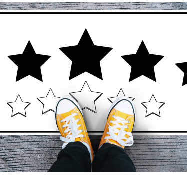 White and black motif star vinyl rug - TenStickers