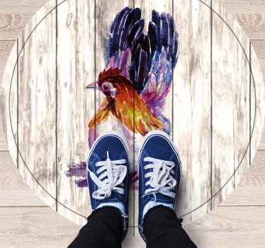 Charming colorful chicken animal print vinyl rug - TenStickers