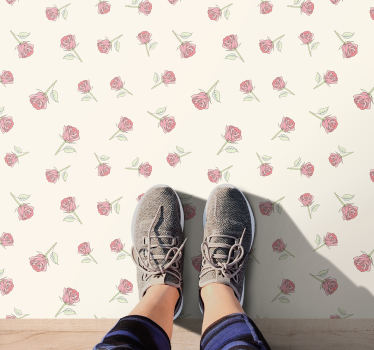 Charming Rose Pattern vinyl rug flowers - TenStickers