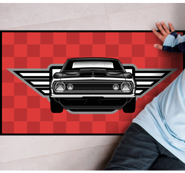 Checkered Muscle Car vinyl rug - TenStickers