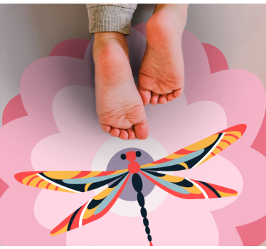 Colorful Dragonfly Centerpiece vinyl rug flowers - TenStickers